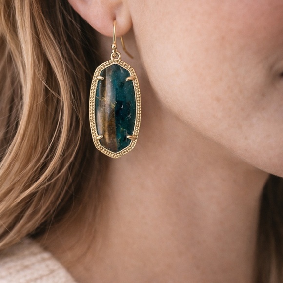 Kendra Scott Jewelry - Kendra Scott Elle Drop Earrings – Teal Apatite / Tiger’s Eye Gold NWOT